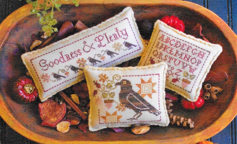 Counted Cross Stitch Pattern, Goodness & Plenty, Stitched Blessings, Autumn Decor, Fall, Primitive Decor, Plum Street Samplers PATTERN ONLY image 3