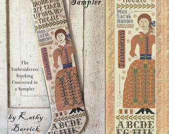 Counted Cross Stitch Pattern, The Embroideress Stocking & Sampler, Stitcher's Stocking, Alphabet, Motifs, Kathy Barrick, PATTERN ONLY