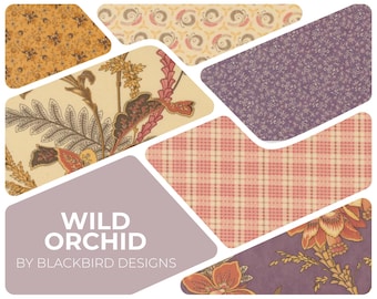 Wild Orchid, The Raven, Wild Orchid Fabric, Floral, Fronds, Primitive Decor, Layer Cake, Charm Pack, Jelly, Blackbird Designs, Moda Fabrics