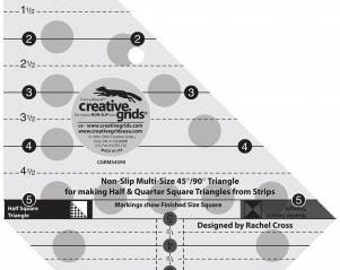 Quilt Ruler, Creative Grids,  Multi-Size 45 Degree and 90 Degree Ruler, Angle Ruler, Quilt Accessory, Acrylic Ruler, Rachel Cross