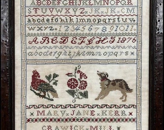 Counted Cross Stitch Pattern, Mary Jane Kerr 1876, Reproduction Sampler, Inspirational, Religious Sampler, The Scarlett House, PATTERN ONLY
