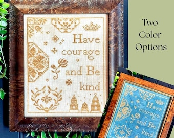 Counted Cross Stitch Pattern, Have Courage, Quaker Motifs, Bee Skeps, Flower Motifs, Home Decor, The Proper Stitcher, PATTERN ONLY