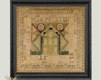 Counted Cross Stitch Pattern, Mary Barr Sampler, 1828, Reproduction Sampler, Alphabet, Birgit Tolman, The Wishing Thorn, PATTERN ONLY