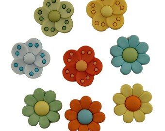 Psychedelic Flowers, Flower Power, Spring Decor, Decorative Shank Buttons, USA Made, Sewing Embellishments, #4225, Buttons Galore & More
