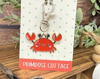 Crab Charm, Crab Zipper Pull, Scissor Fob, Zipper Pull, Project Bag Accessory, Riley Blake Designs
