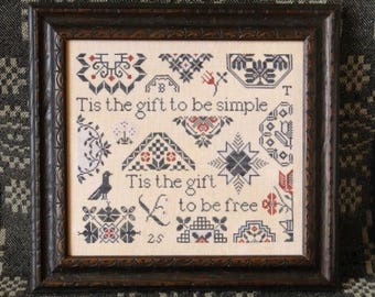 Counted Cross Stitch, Tis the Gift to Be Free, Beth Twist, Heartstring Samplery,  PATTERN ONLY