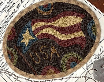 Punch Needle Pattern, My Country, Americana, Patriotic, Primitive Rustic, USA, Threads That Bind, Punch Needle Embroidery, PATTERN ONLY