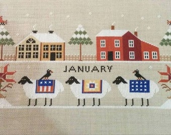 Counted Cross Stitch Pattern, Heroic Ewes, On A Freezing Day, Winter Decor, Sheep, Barns, Country Rustic, Twin Peak Primitives, PATTERN ONLY