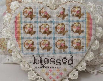 Counted Cross Stitch Pattern, Blessed Quilted Heart, Inspirational, Spring, Series, Carolyn Robbins, KiraLyn's Needlearts, PATTERN ONLY