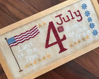 Counted Cross Stitch, July 4th, Independence Day, Land of the Free, Stars and Stripes, Red, White Blue, Romy's Creation, PATTERN ONLY