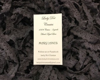 Cotton Lace Trim, Mary Janes, Lady Dot Creates, Hand Dyed Lace, Cotton Lace, Black Lace, Sewing Notion, Sewing Accessory, Sewing Trim