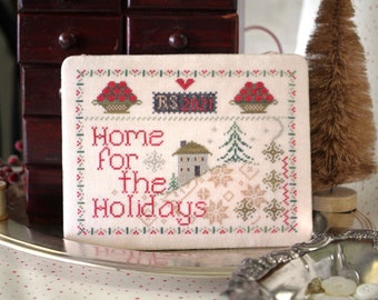 Counted Cross Stitch Pattern, Home for the Holidays, Christmas Decor, Holiday Decor, October House Fiber Arts, PATTERN ONLY