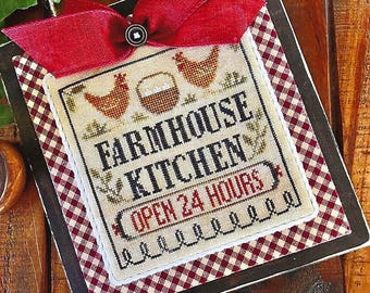 Counted Cross Stitch Pattern, Farmhouse Kitchen, Country Kitchen Decor, Chickens, Farmhouse Rustic, Little House Needlework, PATTERN ONLY