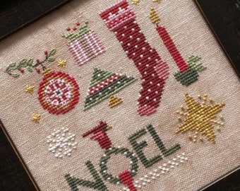 Counted Cross Stitch, Doodles: Christmas, Stocking, Christmas Candle, Wreath, Christmas Tree, Heart in Hand, PATTERN Only