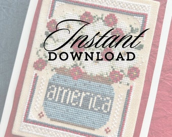 EXCLUSIVE Digital PDF, Counted Cross Stitch Pattern, Patriotic Poppies, Americana, Patriotic Decor, Poppies, Sweet Wing Studio, PATTERN Only