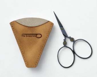 Moon Flower Embroidery Scissors, Black Finish Scissors, Leather Sheath, Heirloom Embroidery, Cross Stitch, Embroidery, The Scissorists