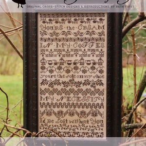 Counted Cross Stitch Pattern, My Necessity, Inspirational, Sampler, Hearts, Flowers, Heartstring Samplery, PATTERN ONLY
