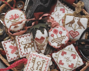 Counted Cross Stitch Pattern, Valentine, Festive Little Fobs, Sewing Accessory, Scissor Fob, Beth Twist, Heartstring Samplery, PATTERN ONLY