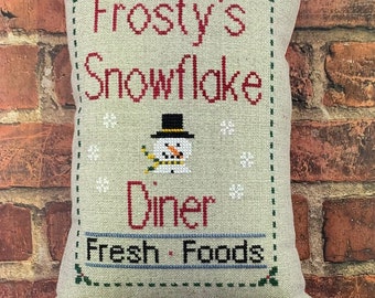 Counted Cross Stitch Pattern, Frosty's Diner, North Pole Shops Series, Pillow Ornaments, Christmas Decor, Needle Bling Designs, PATTERN ONLY