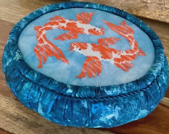 Counted Cross Stitch Pattern, Koi, Pillow Ornament, Bowl Filler, Summer Decor, Fish Pond, Dirty Annie's Southern Style, PATTERN ONLY