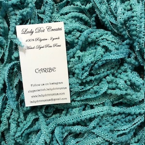 Pom Pom Trim, Caribe, Lady Dot Creates, Pom Poms, Hand Dyed Pom Poms, Polyester Poms, Sewing Notion, Sewing Accessory, Sewing Trim