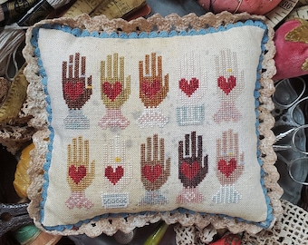 Counted Cross Stitch Pattern, Love Letter, Cross Stitch Nation, Heart in Hand, Hearts, Hands, Heartstring Samplery, PATTERN ONLY