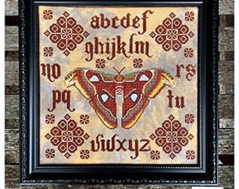 Counted Cross Stitch Pattern, Moth Quaker, Alphabet Sampler, Quaker Sampler, Quaker Style Motifs, Yasmins Made With Love, PATTERN ONLY