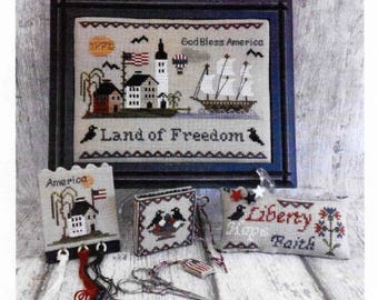 Counted Cross Stitch, Land of Freedom, Cross Stitch Patterns, Sewing Accessory, Patriotic Decor, Americana, Mani di Donna, PATTERN ONLY