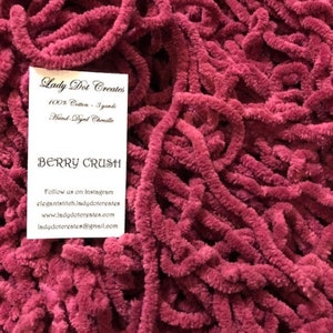 Chenille Trim,  Berry Crush, Lady Dot Creates, Hand Dyed Chenille, Cotton Chenille Trim, Sewing Notion, Sewing Accessory, Sewing Trim
