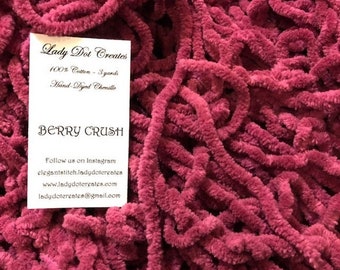 Chenille Trim, Lady Dot Creates, Berry Crush, Hand Dyed Chenille, Cotton Chenille Trim, Sewing Notion, Sewing Accessory, Sewing Trim