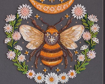 Embroidery Bead Kit, Honey Dream, Flowers, Queen Bee, Moon, Stars, Summer Decor, Beaded Design, Abris Art, CS Hobby, #066, KIT ONLY