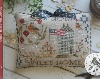 Counted Cross Stitch Pattern, My Home Sweet Home, Patriotic Decor, Americana, Summer Decor, Pincushion, Brenda Gervais, PATTERN ONLY