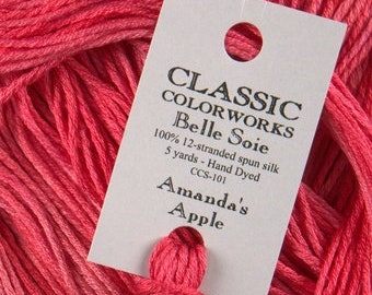 Belle Soie, Amanda's Apple, Classic Colorworks, 5 YARD Skein, Hand Dyed Silk, Embroidery Silk, Counted Cross Stitch, Hand Embroidery Thread
