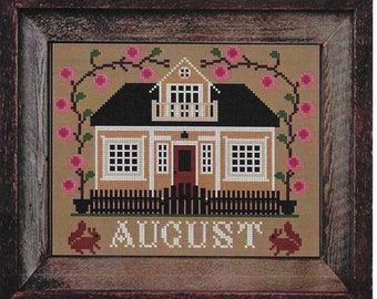 Counted Cross Stitch Pattern, August Cottage, I'll Be Home Series, Summer Decor, Country Rustic, Twin Peak Primitives, PATTERN ONLY