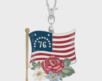 Quilty Charms Flag, United States Flag 1776, Scissor Fob, Zipper Pull, Project Bag Accessory, Riley Blake Designs
