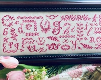 Counted Cross Stitch Pattern, Le Petite Lettres, Alphabet Sampler, Monochromatic, Antique Motifs, J B W Designs, PATTERN ONLY