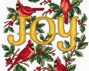 Counted Cross Stitch Pattern, Cardinals Joy, Cardinals, Holly Berries, Winter Decor, Imaginating, Ursula Michael, PATTERN or KIT ONLY