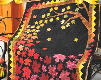 Quilt Pattern, Autumn Allure, Appliqued Quilted Wall Hanging, Fall Quilt, Lap Quilt, Scrap Quilt, Wall Hanging, Shabby Fabrics, PATTERN ONLY