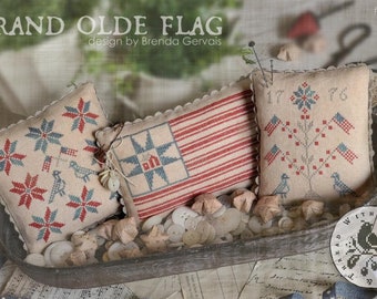 PRE-Order, Counted Cross Stitch Pattern, Grand Olde Flag, Patriotic, Americana, American Flag, Primitive Decor, Brenda Gervais, PATTERN ONLY