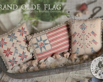 Counted Cross Stitch Pattern, Grand Olde Flag II, Patriotic, Americana, American Flag, Primitive Decor, Brenda Gervais, PATTERN ONLY