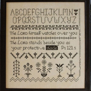 Cross Stitch, Shepherd Sampler, Psalm 121:5, Inspirational, Religious , Robin Sample, October House Fiber Arts, PATTERN ONLY