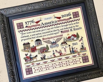 Cross Stitch Pattern, Haven for Liberty Sampler, American Eagle, Patriotic Decor, Americana, Finally a Farmgirl, PATTERN ONLY