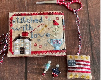 Counted Cross Stitch, July 4th Needlebook, Independence Day, Americana, Red, White, Blue, Scissor Fob, Romy's Creation, PATTERN ONLY