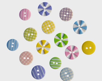 Spring Carnival, Spring Collection, Pastel Colors, Decorative Two Hole Buttons, USA Made, Embellishments, #4462, Buttons Galore & More