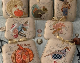 Counted Cross Stitch Pattern, Quirky Autumn 2025, Folk Art, Pillow Ornaments, Bowl Fillers, Autumn Decor, Twin Peak Primitives, PATTERN ONLY