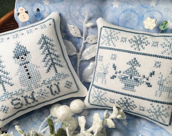 Counted Cross Stitch Pattern, Snow Time, Winter Decor, Snowman, Reindeer, Snowman, Snowflakes, Scissor Tail Designs, PATTERN ONLY