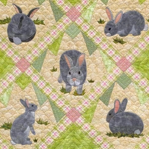Quilt Pattern, Rabbit Tracks, Spring Decor, Easter Decor, Bunny Wall Hanging, Crib Quilt, Applique,, PATTERN ONLY