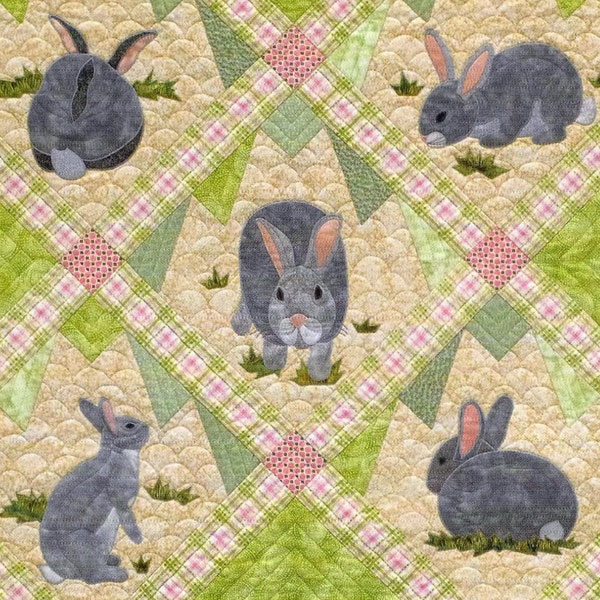 Quilt Pattern, Rabbit Tracks, Spring Decor, Easter Decor, Bunny Wall Hanging, Crib Quilt, Applique,, PATTERN ONLY