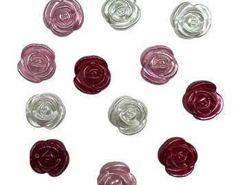 Rose Garden, Romance Collection, Shank Buttons, Pink, White, Red Buttons, Rose Shaped, 4466, Buttons Galore & More