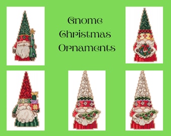 Counted Cross Stitch, Gnome Christmas Ornaments, Tree, Wreath, Gifts, Holly, Jim Shore Designs, Mill Hill, Perforated Paper KIT & PATTERN